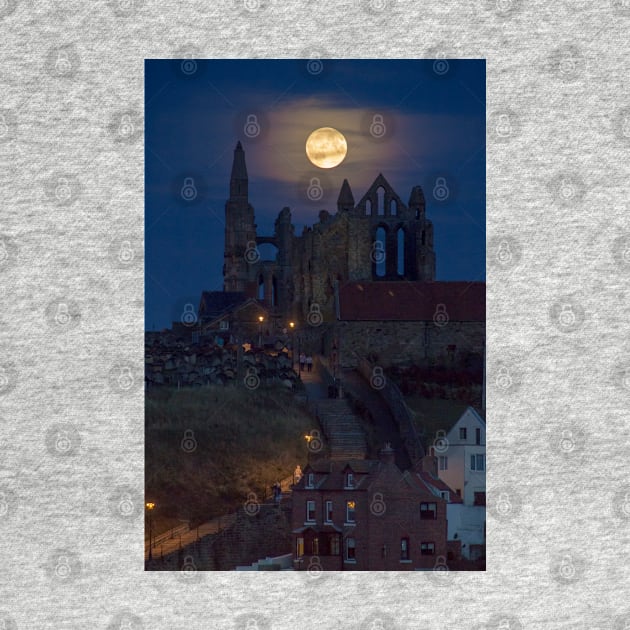 Super Moon Rise over Whitby Abbey North Yorkshire Dracula by Spookydaz